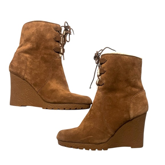 Michael Kors Rory Suede Leather Wedge Boots Size 10 - Picture 1 of 15